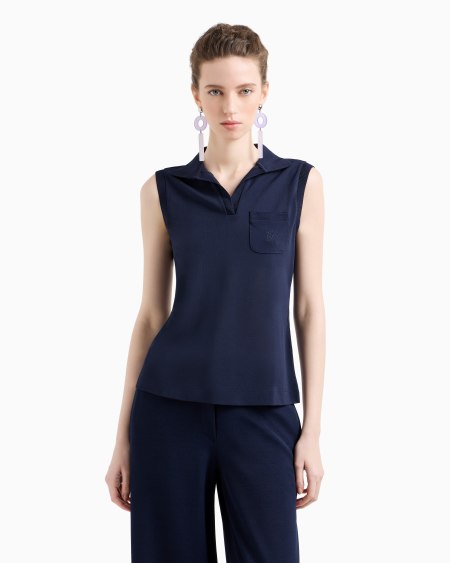 Armani Top en punto de crepé con trama de micropiqué Icon Promoción trimestral