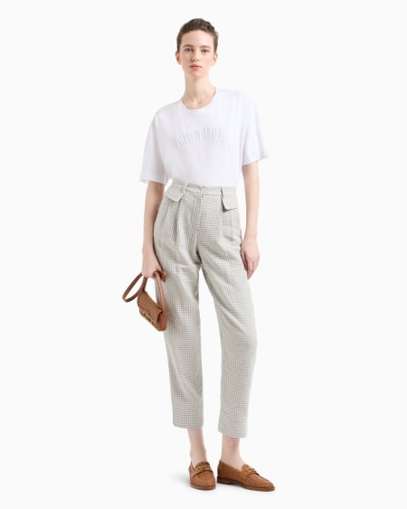 Armani Pantalones con pinzas de tejido jacquard con motivo pata de gallo Icon Solo queda un día