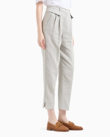 Armani Pantalones con pinzas de tejido jacquard con motivo pata de gallo Icon Solo queda un día