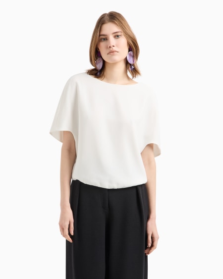 Armani Blusa de cady técnico con bajo fruncido Superdescuento