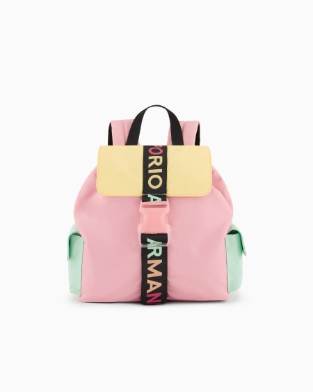 Armani Mochila de nailon con detalles de bloques de color y cincha con logotipo Envío internacional gratuito