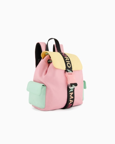 Armani Mochila de nailon con detalles de bloques de color y cincha con logotipo Envío internacional gratuito