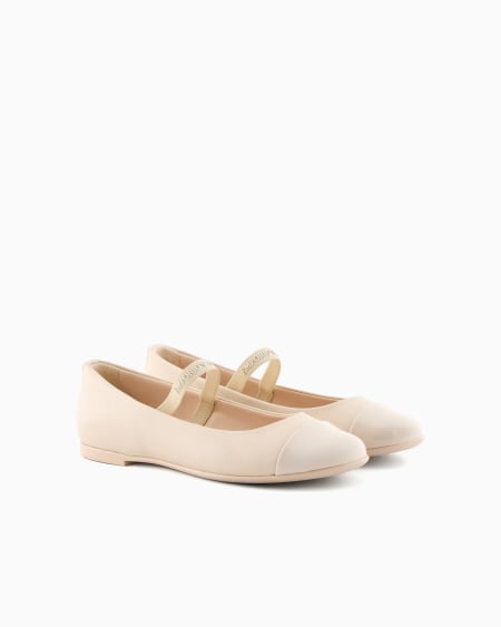 Armani Bailarinas de napa con punta de charol Oferta exclusiva