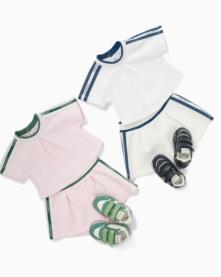 Armani Conjunto de camiseta y pantalones cortos de punto con cinta con logotipo Descuento por venta flash