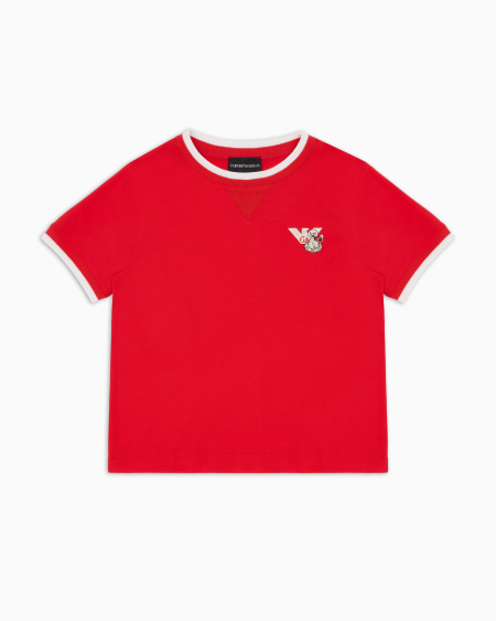 Armani Camiseta de punto de mezcla de lyocell con logotipo bordado ASV Ofertas especiales