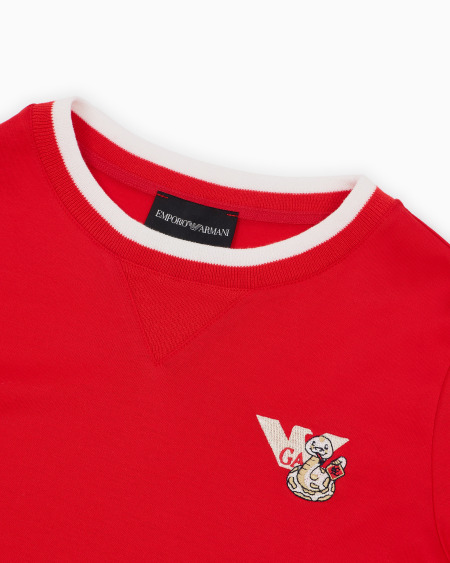 Armani Camiseta de punto de mezcla de lyocell con logotipo bordado ASV Ofertas especiales