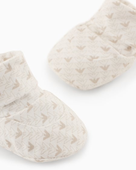 Armani Zapatillas de casa en punto con motivo de águilas con efecto óptico 2025