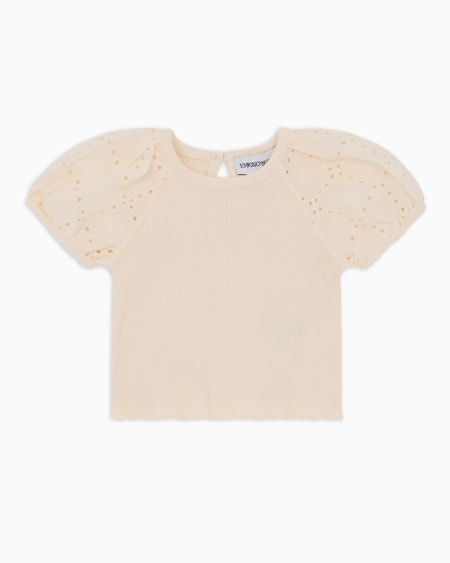 Armani Camiseta con mangas abullonadas efecto sangallo Outlet