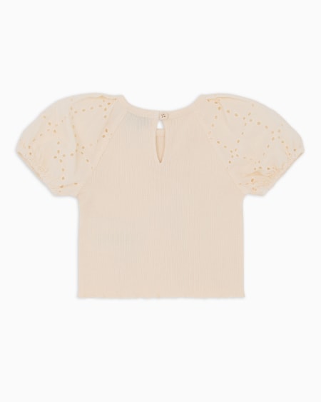 Armani Camiseta con mangas abullonadas efecto sangallo Outlet