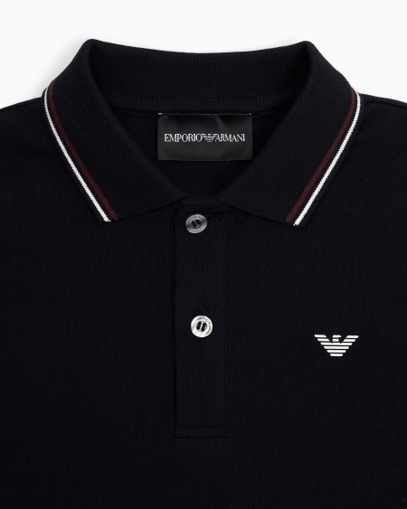 Armani Polo de piqué elástico con bordes a rayas Outlet online
