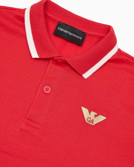Armani Polo de punto de mezcla de lyocell con logotipo bordado ASV Venta caliente