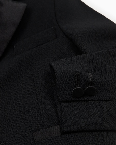 Armani Chaqueta de abotonadura sencilla de lana con solapas de raso Rebajas baratas