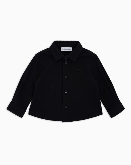 Armani Camisa de piqué con bordado de águila Rebajas de fábrica