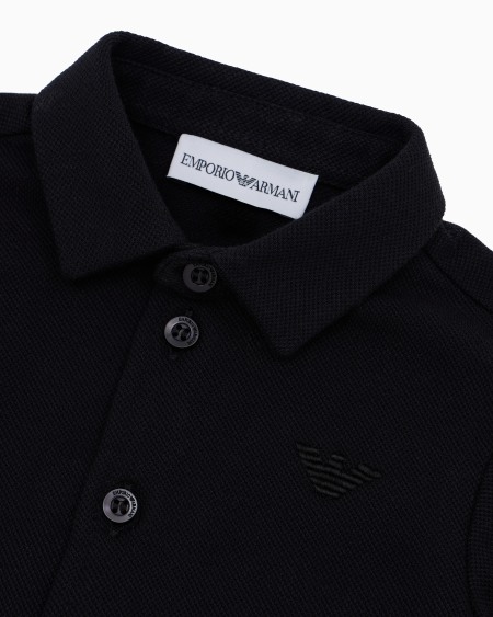 Armani Camisa de piqué con bordado de águila Rebajas de fábrica