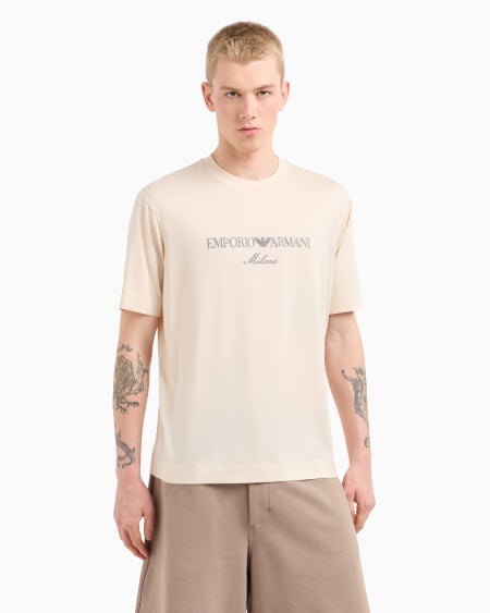 Armani Camiseta de punto de mezcla de lyocell con logotipo bordado ASV Envío gratis