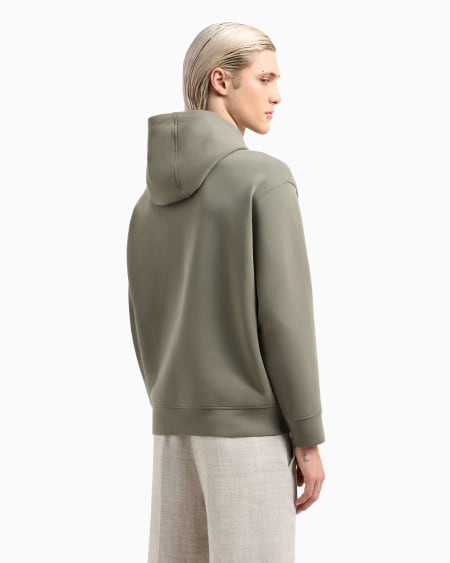Armani Sudadera de corte holgado en punto doble con capucha y maxiestampado de lirio Últimos 2 días