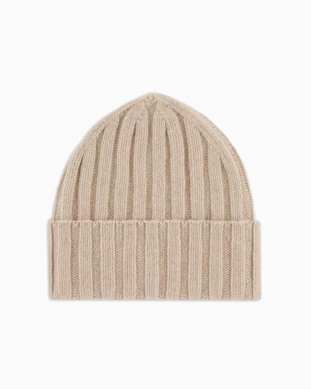 Armani Gorro de cachemira pura acanalada Precio de fábrica