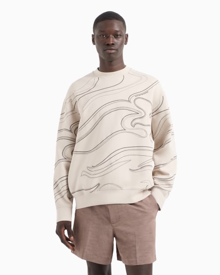 Armani Sudadera de punto doble con bordado cosido Promoción por tiempo limitado