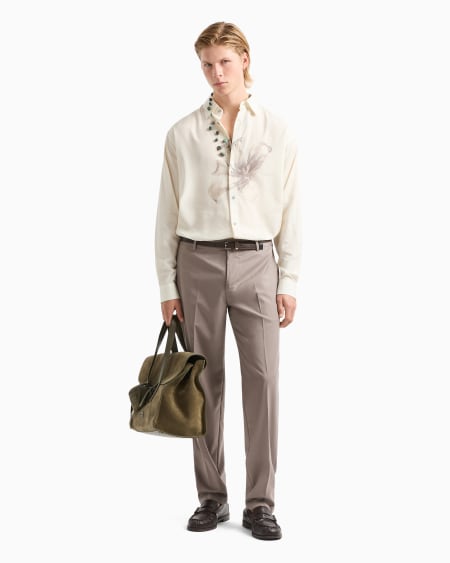 Armani Pantalones chinos de sarga ligera de mezcla de lana virgen Superdescuento