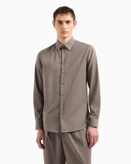 Armani Camisa en tejido de lana virgen Liquidación