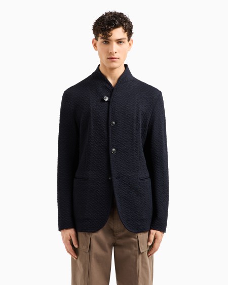 Armani Chaqueta con cuello de tira de punto jersey con motivo chevrón Ahorra y exporta
