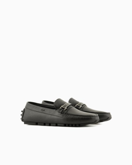 Armani Mocasines driver en cuero plena flor con estribo Libre de impuestos