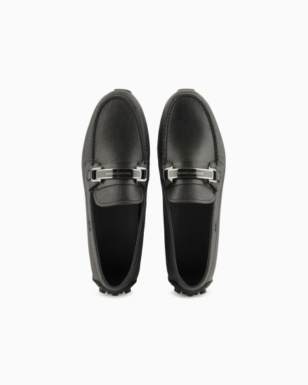 Armani Mocasines driver en cuero plena flor con estribo Libre de impuestos