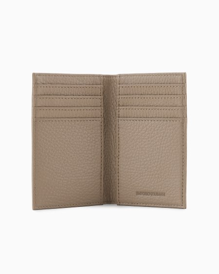 Armani Tarjetero plegable de piel abatanada Última moda