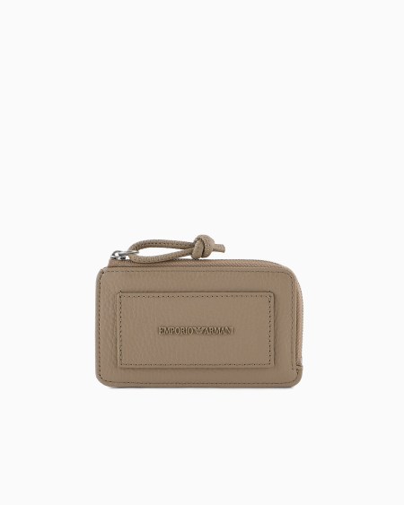 Armani Tarjetero con cremallera de piel abatanada Descuento por venta flash