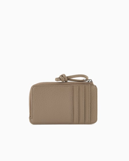 Armani Tarjetero con cremallera de piel abatanada Descuento por venta flash