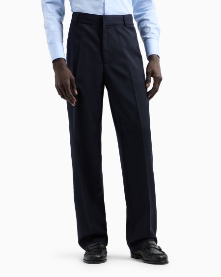 Armani Pantalones chinos de sarga ligera de mezcla de lana virgen Grandes ahorros