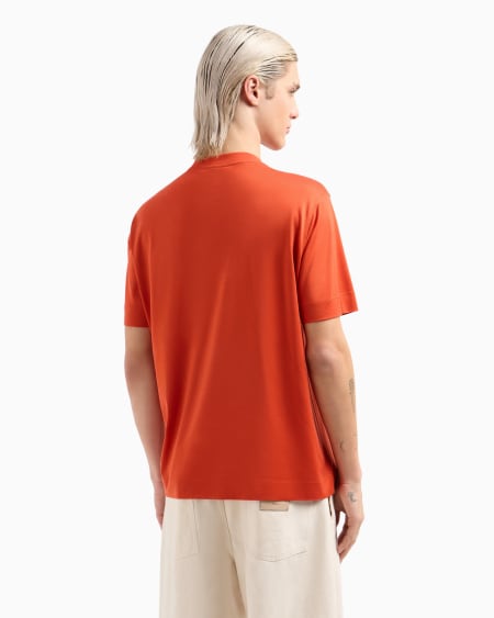 Armani Camiseta de punto de mezcla de lyocell con logotipo bordado ASV Precio ultrabajo