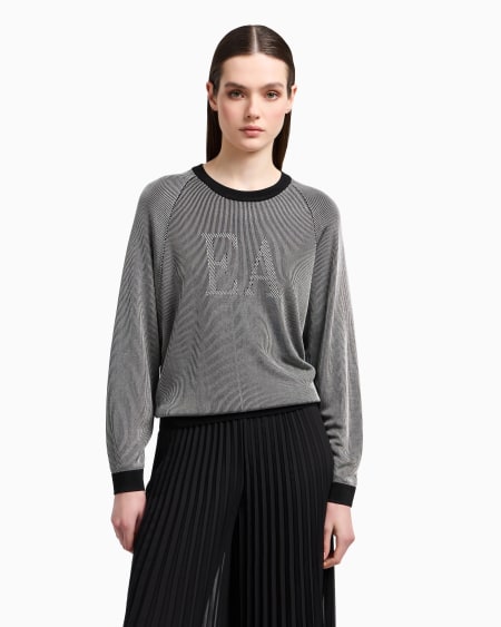 Armani Jersey bicolor de canalé inglés con logotipo EA En línea