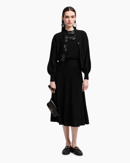 Armani Vestido largo de tejido ottoman con detalles joya En oferta