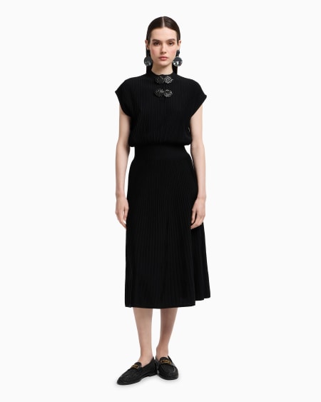 Armani Vestido largo de tejido ottoman con detalles joya En oferta