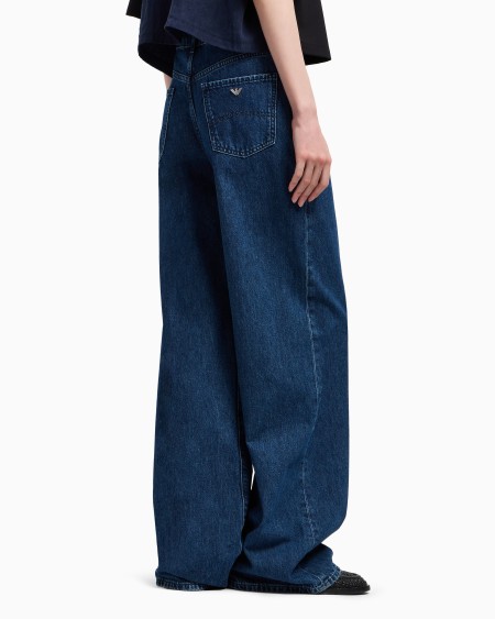 Armani Vaqueros J8B de cintura media y pernera ancha de denim con aplicación integral de strass Rebajas de fábrica