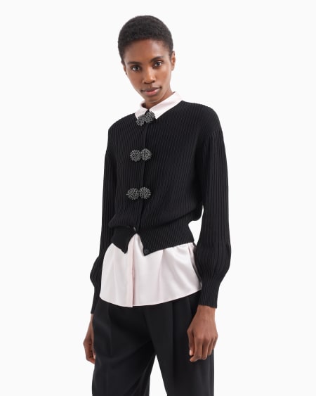Armani Cárdigan de tejido ottoman con detalles joya Ventas relámpago