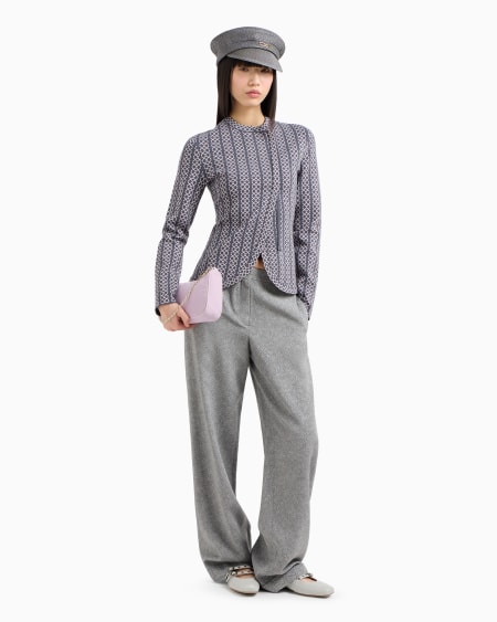 Armani Chaqueta con cuello de tira de tejido jacquard bicolor Rebajas top