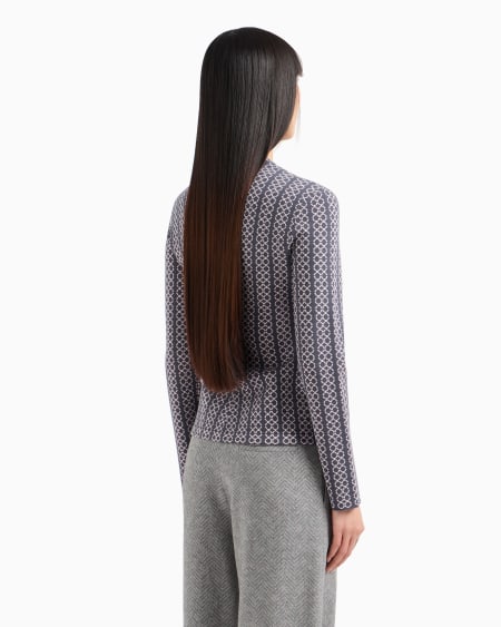 Armani Chaqueta con cuello de tira de tejido jacquard bicolor Rebajas top