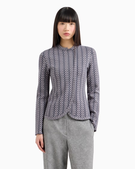 Armani Chaqueta con cuello de tira de tejido jacquard bicolor Rebajas top