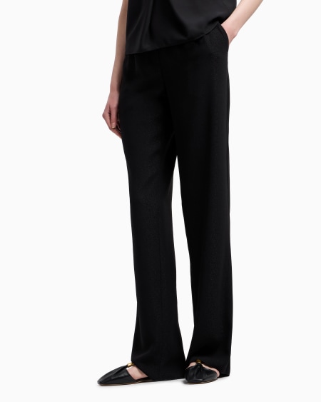 Armani Pantalones de pernera ancha de crepé de lúrex Último día