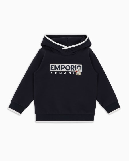 Armani Sudadera de punto doble con capucha y maxibordado Promoción por tiempo limitado