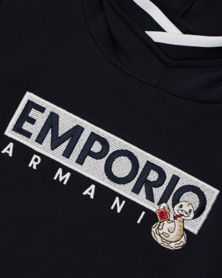 Armani Sudadera de punto doble con capucha y maxibordado Promoción por tiempo limitado