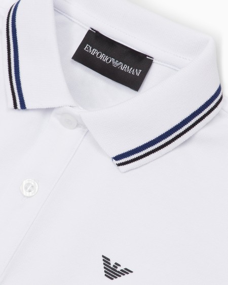 Armani Polo de piqué elástico con bordes a rayas Solo hoy