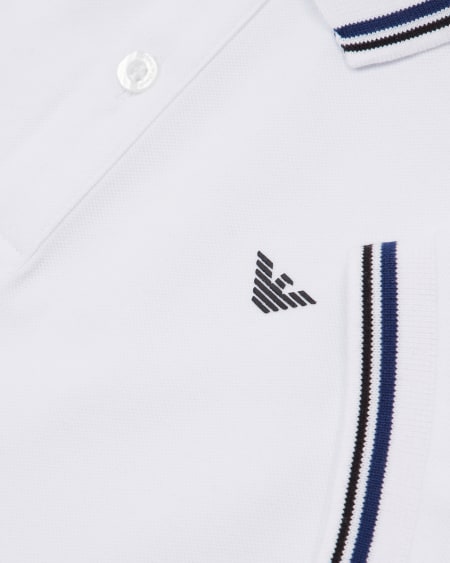 Armani Polo de piqué elástico con bordes a rayas Solo hoy