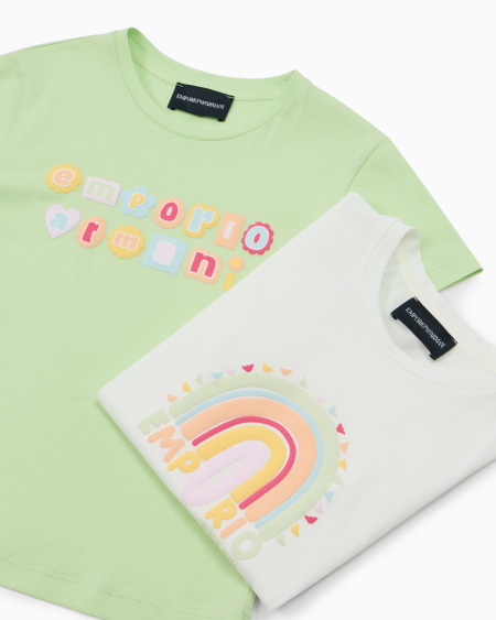Armani Paquete de dos camisetas de punto con logotipo alegre Liquidación