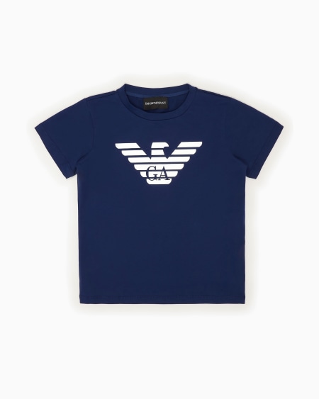 Armani Camiseta de punto de algodón pima con logotipo Tienda de fábrica