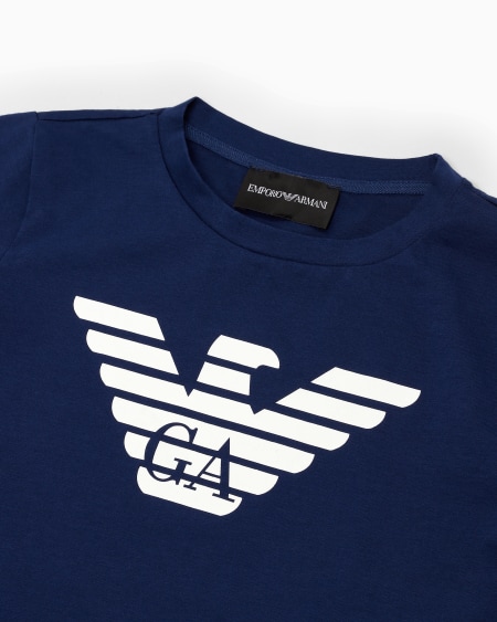 Armani Camiseta de punto de algodón pima con logotipo Tienda de fábrica