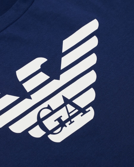 Armani Camiseta de punto de algodón pima con logotipo Tienda de fábrica