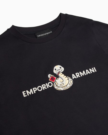 Armani Camiseta de punto de mezcla de lyocell con estampado de serpiente ASV Precios de Black Friday
